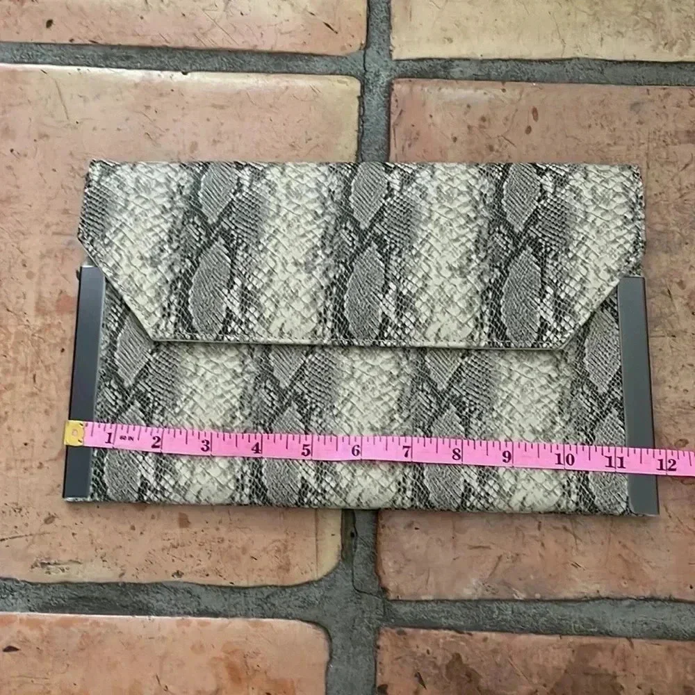 NEW ✨ MOTF Snakeskin Clutch With Metal Accents and Hardware